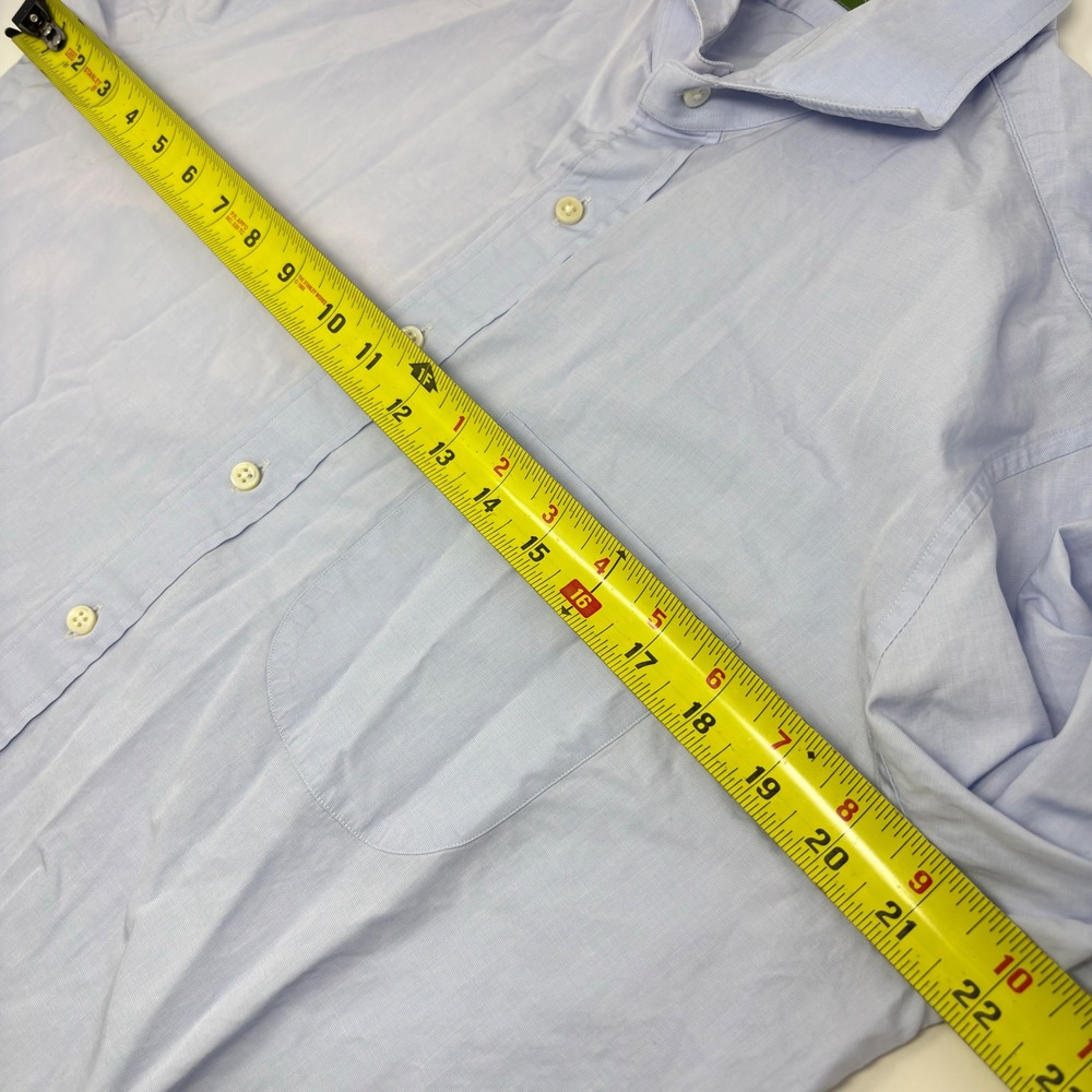 Sid Mashburn End-on-End Dress Shirt Men M Blue Cotton Spread Collar Pocket - Picture 5 of 8
